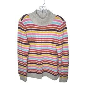 Talbots Women Striped TSweater Multi Color Cotton Blend Size M